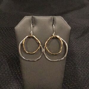 G & H Brass and Sterling Silver Hoop Earrings 1 1/4”